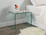 Vente-unique - Table de Chevet - Verre trempé courbé - SUZANA