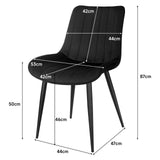JIJIAN Lot de 4 Chaises de Salle à Manger, Chaises de Cuisine, Chaise tapissée, Chaise de Salon, Design avec Dossier, Assise en Velours avec Pieds Métalliques Noirs, Noir