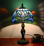 Tokira Lampe de Table Tiffany Libellule Bleu de Mer 8 Pouces, Rétro Vitrail Abat-jour, Lampe Pour le Salon Chambre, Lumières de Restaurant[Sans Ampoule]
