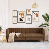 vidaXL Canapé à 3 Places, Siège avec Accoudoirs et Dossier, Canapé Rembourré avec Pieds, Meuble de Salon, Moderne, Marron Similicuir Daim
