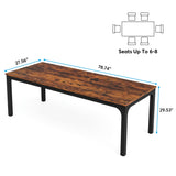 Tribesigns Table de Salle à Manger Industrielle 200x70x75 cm, Table de Cuisine pour 6-8 Personnes, Rectangulaire pour Cuisine, Salon, Marron Rustique