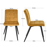 DUHOME Chaise Salle à Manger Lot de 4 Chaise Cuisine avec Dossier Tabouret Coiffeuse Velours Siège Capitonnée pour Salon Chambre Restaurant, Jaune