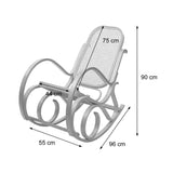 Mendler Rocking-Chair, Fauteuil à Bascule M41 - Imitation Noyer, Tissu Marron