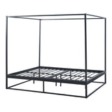 [en.casa] Cadre de Lit à Baldaquin avec Sommier à Lattes Lit Double Adulte Cadre à Lattes sur Pied Design Élégant Stable Capacité de Charge 200 kg Chambre à Coucher Métal 160 x 200 cm Noir