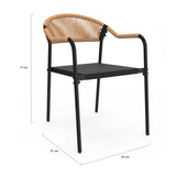 IDMarket - Lot de 4 chaises de Jardin Madeira métal, Cordage et textilène Noir et rotin Clair