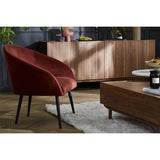 Miliboo Fauteuil Design en Tissu Velours Rouge tomette et métal Noir Olivia