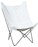 Fauteui Design Papillon avec Pieds en Épingle en Métal et Velours Blanc Nybro