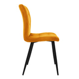ML-Design Set de 4 Chaise de Salle à Manger, Jaune Moutarde, Revêtement en Velours, Pieds en Métal Noir, avec Dossier Ergonomique, Design Moderne, pour Le Salon Bureau Chambre Cuisine Table à Manger
