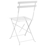 Salon de Jardin Bistrot Table et 2 Chaises en Acier Blanc Pliable avec Patins Fiori