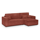 HOMIFAB Canapé d'angle Convertible réversible 4 Places avec Coffre de Rangement en Velours côtelé Rouille - Livia, 240 x 101/154 x 84 cm