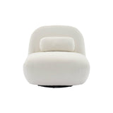 sweeek - Fauteuil pivotant 360° en Bouclette texturée Blanc crème. piètement en métal Noir Mat - Spino