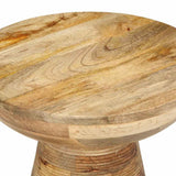vidaXL Table d'appoint Ø37x45 cm Bois de manguier Massif, Bout de canapé, Table d'appoint de canapé, Table de Lampe, Table d'accent, Table Basse