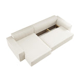 LOUNGITUDE Canapé Farah d'angle Max réversible et Convertible 5 Places en Tissu Bouclette