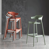 Chaise de bar empilable en plastique jaune pour comptoir de cuisine et loisirs en plein air, dossier haut, design robuste, idéal pour la maison, le jardin, le pub, le salon, hauteur d'assise de 65 cm