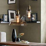Esoes Verre Rétro Suspensions Luminaires Industrielle Vintage Plafonniers Lustre Edison Culot E27 Eclairage de Plafond Lampe Suspensions (Ampoule Non inclut) (Transparent)