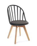 KAYELLES Lot de 2 chaises bistrot à barreaux Style scandinave pour Cuisine, Salle à Manger ou Chambre. Siège avec Coussin Simili Cuir rembourré, Pieds en Bois de hêtre Clair Bold (Noir)