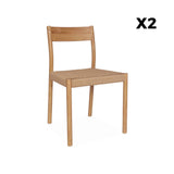 Alice's Home - Lot de 2 chaises Naturelles en Bois et Cordage. Ella. L 49.5 x P 53 x H 82cm