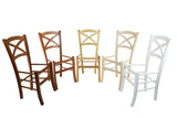 t m c s Tommychairs - Set 2 chaises Cross pour Cuisine, Bar et Salle à Manger, Robuste Structure en Bois de hêtre peindré en Couleur Cerisier et Assise en Paille