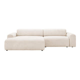 Mobilier-Deco Sofia - Canapé d'angle en Velours Gros côtelé Blanc écru - Angle Gauche