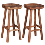 INLIFE Lot de 2 tabourets de bar en bois massif d'acacia, marron, 17,9 kg