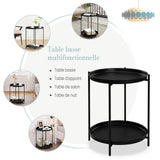 WOLTU Table Basse Ronde, Table d'Appoint, Table Salon, Petite Table Basse avec 2 Plateaux Amovibles, Table de Chevet, en Métal, Noir, BTS17sz
