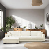 HOMIFAB Canapé d'angle à Gauche Convertible 5 Places en Tissu Bouclette Beige - Robin