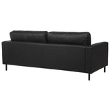 Canapé Fixe 3 Places en Cuir Fendu Noir Confort Optimal pour Salon au Design Moderne Beliani