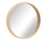 BD ART Miroir mural épais rond 50 cm en bois naturel scandinave bohème salle de bain douche