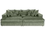Lisa Design - Collins - canapé Droit 4 Places avec Double méridienne - Assise Profonde - en Velours texturé, Vert