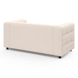 IDMarket - Canapé Droit 2 Places capitonné AMANCE en Tissu Bouclette Beige