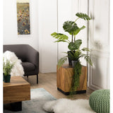 MACABANE Sam - Table d'appoint carrée 38x38cm Bois Suar piètement Noir