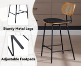 chairus Chaise Bar Cuisine avec Dossier en Rotin Lot de 2 Tabourets de Bar en Cuir Synthétique Modern Chaise Haute sans Accoudoirs (Noir)
