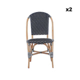 Alice's Home - Lot de 2 chaises empilables bistrot en rotin et polyrotin Noir et Blanc. L 48 x P 58 x H 90cm