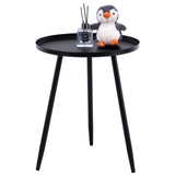 YOUDENOVA Table d'appoint, ronde, en métal, petite, basse, décorative, moderne, trépied en acier tubulaire, diamètre : 40,5 x 50 cm, pour salon, noire