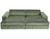 Lisa Design - Collins - canapé Droit 4 Places avec Double méridienne - Assise Profonde - en Velours texturé, Vert
