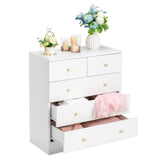 LEADZM Commode Blanche à 5 tiroirs, Meuble Rangement, Commode Chambre, Armoire à tiroirs 66 x 33 x 76cm