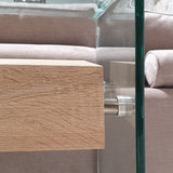 Meubletmoi Console en Verre trempé et Caisson avec tiroir en Bois MDF - Design Contemporain - Ice