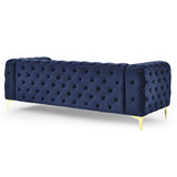 Mobilier-Deco Darcy - Canapé Chesterfield 3 Places en Velours Bleu