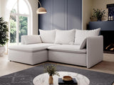Vente-unique - Canapé d'angle Gauche Convertible en Tissu texturé Beige Teodora