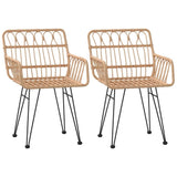vidaXL Chaises de Jardin 2 pcs et accoudoir 56x64x80 cm Résine tressée, Chaise à dîner, siège de Salle à Manger, Chaise de Patio