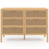 IDMarket - Commode 6 tiroirs EDHEN 115 cm cannage Coloris Bois
