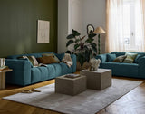 Lisa Design - Ray - canapé Droit 3 Places en Tissu texturé, Bleu grisé