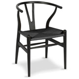 Tomile Wishbone Chaise en Y en bois massif et rotin naturel