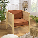 MACABANE ALBANE - Fauteuil cannage Assise Amovible Velours Orange