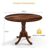 GIANTEX Table à Manger Rustique en Bois avec Plateau Rond et Pieds Incurvés, Table Ronde pour 4 Personnes, Cadre en Bois de Caoutchouc, pour Cuisine, Salle à Manger, Salon, 100 x 100 x 73 cm (Noyer)