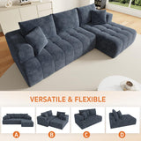 Cayipng Canapé d'angle modulaire, canapé nuage, canapé 3 places, canapé transformable, tissu chenille, librement combinable, pas besoin de montage (Bleu)