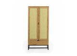Deco In Paris Armoire penderie 2 Portes 1 tiroir en Bois métal et cannage TULLIO 80x56x172