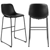RFIVER Lot de 2 Tabouret de Bar, Chaise de Salle à Manger de Style Vintage Confortable avec Siège en Cuir PU et Base en Métal Robuste pour Cuisine Salon, Noir