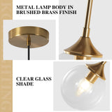 KCO Éclairage suspendu globe transparent pour îlot de cuisine en verre bulle doré luminaire suspendu moderne du milieu du siècle pour salon salle à manger