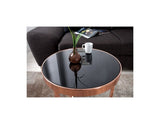 Lnxp Table basse design ronde en verre Cuivre noir Rétro Art Déco